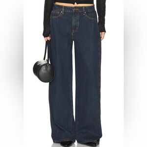 Lioness Dark Blue Wide Leg Flare Jeans